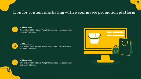 Icon For Content Marketing With E Commerce Promotion Platform