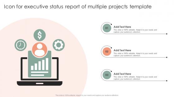Icon For Executive Status Report Of Multiple Projects Template