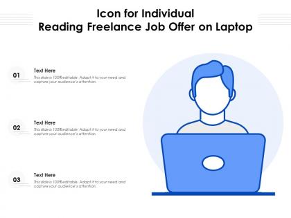 Icon for individual reading freelance job offer on laptop