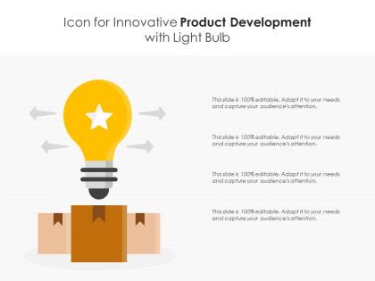 Icon for innovative product development with light bulb