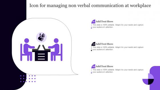 Icon For Managing Non Verbal Communication At Workplace