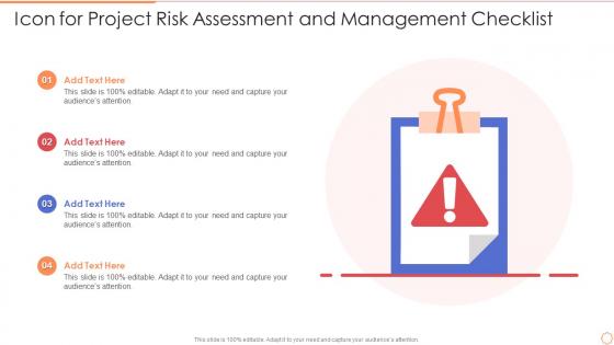 Icon For Project Risk Assessment And Management Checklist