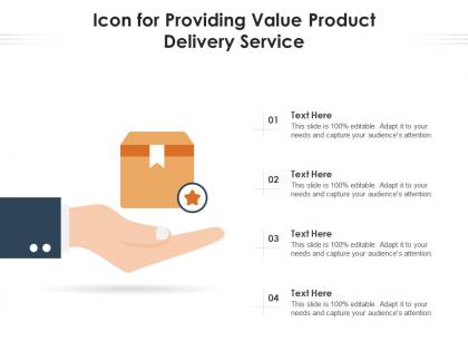 Icon for providing value product delivery service