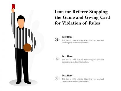 Icon for referee stopping the game and giving card for violation of rules