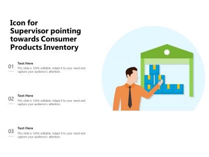 Icon for supervisor pointing towards consumer products inventory