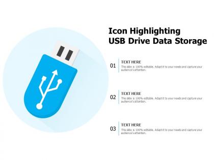 Icon highlighting usb drive data storage