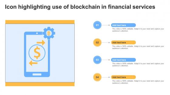 Icon Highlighting Use Of Blockchain In Financial Services