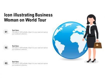 Icon illustrating business woman on world tour