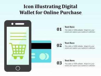 Icon illustrating digital wallet for online purchase