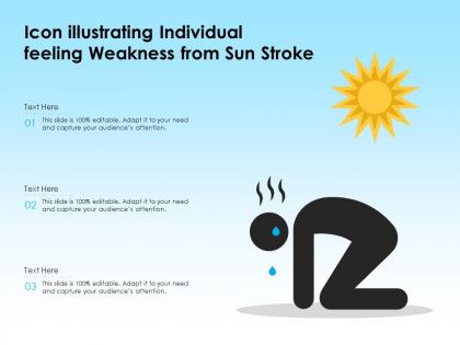 Icon illustrating individual feeling weakness from sun stroke