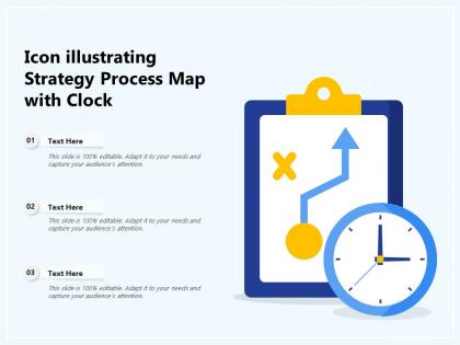 Icon illustrating strategy process map with clock