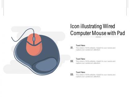 Icon illustrating wired computer mouse with pad