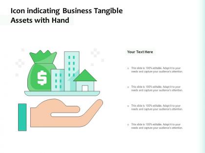 Icon indicating business tangible assets with hand