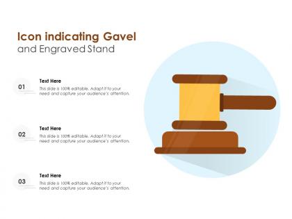 Icon indicating gavel and engraved stand