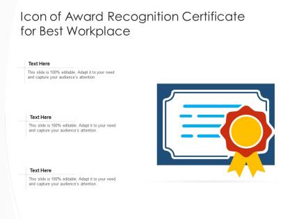 Icon of award recognition certificate for best workplace