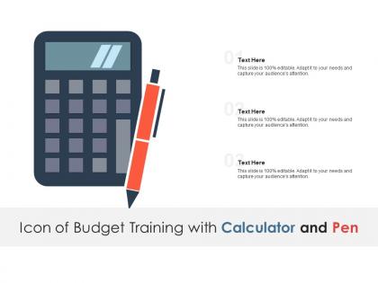 Icon of budget training with calculator and pen