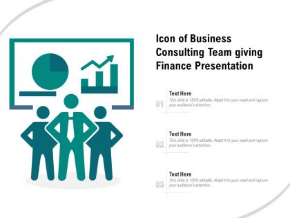 Icon of business consulting team giving finance presentation