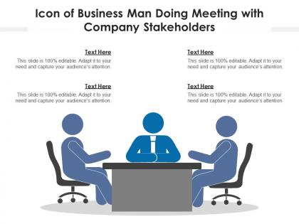 Icon of business man doing meeting with company stakeholders