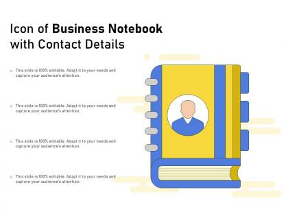 Icon of business notebook with contact details