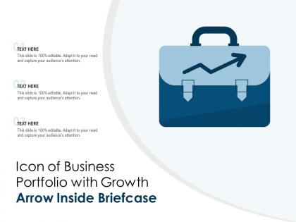 Icon of business portfolio with growth arrow inside briefcase
