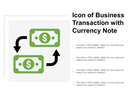 Icon of business transaction with currency note