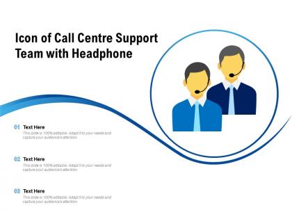 Icon of call centre support team with headphone