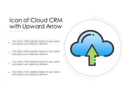 Icon of cloud crm with upward arrow