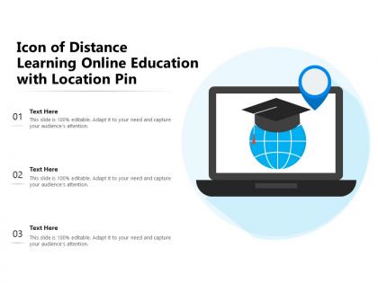 Icon of distance learning online education with location pin