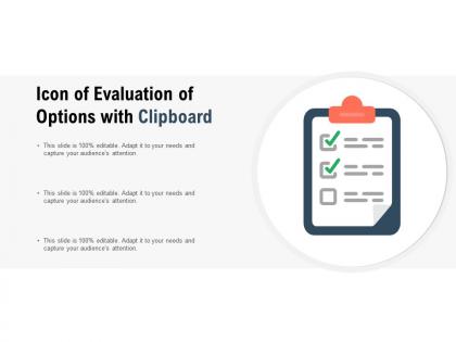 Icon of evaluation of options with clipboard