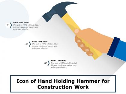 Icon of hand holding hammer for construction work