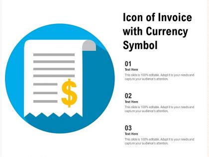 Icon of invoice with currency symbol