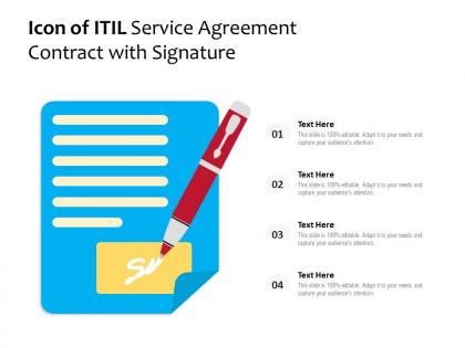 Icon of itil service agreement contract with signature