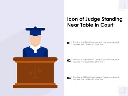 Icon of judge standing near table in court