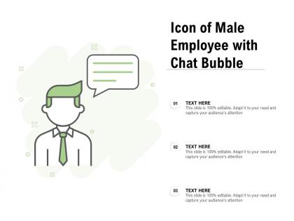 Icon of male employee with chat bubble