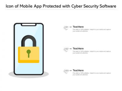 Icon of mobile app protected with cyber security software