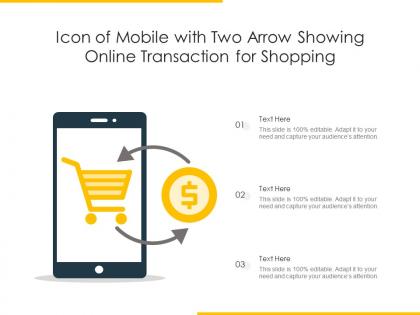 Icon of mobile with two arrow showing online transaction for shopping
