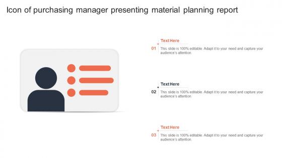 Icon Of Purchasing Manager Presenting Material Planning Report
