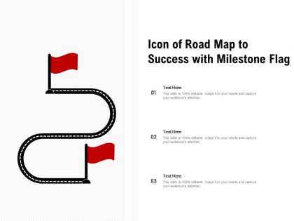 Icon of road map to success with milestone flag