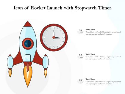 Icon of rocket launch with stopwatch timer