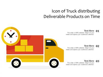 Icon of truck distributing deliverable products on time
