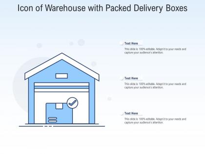 Icon of warehouse with packed delivery boxes