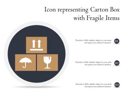 Icon representing carton box with fragile items