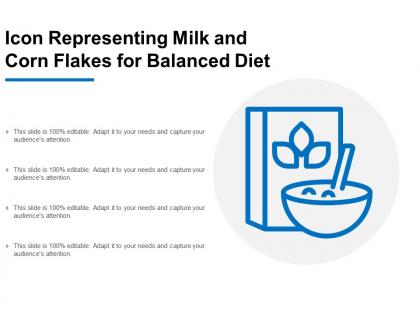 Icon representing milk and corn flakes for balanced diet