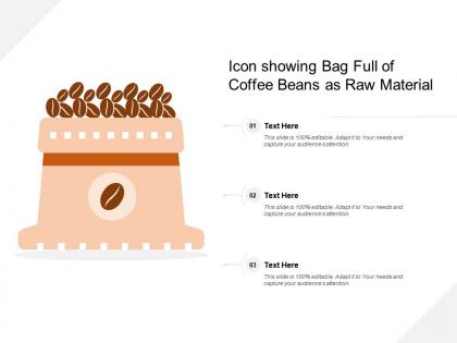 Icon showing bag full of coffee beans as raw material