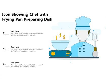 Icon showing chef with frying pan preparing dish