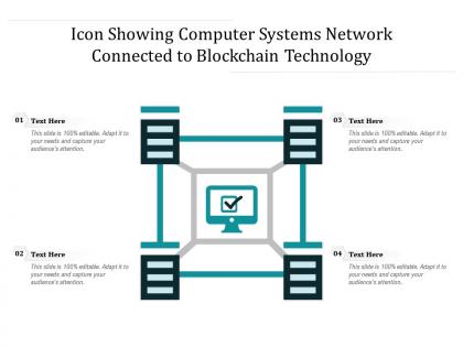 Icon showing computer systems network connected to blockchain technology
