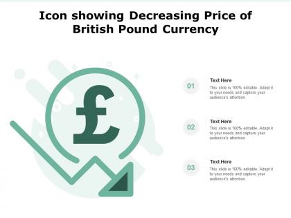 Icon showing decreasing price of british pound currency
