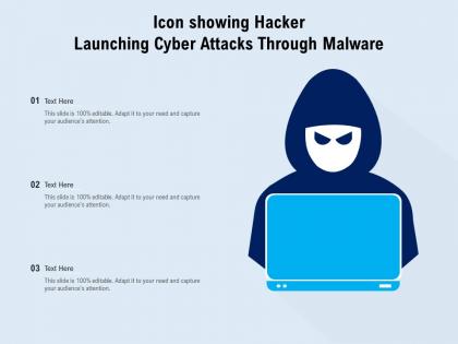 Icon showing hacker launching cyber attacks through malware