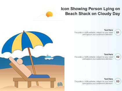 Icon showing person lying on beach shack on cloudy day