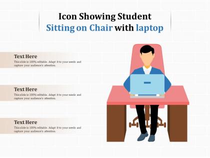Icon showing student sitting on chair with laptop